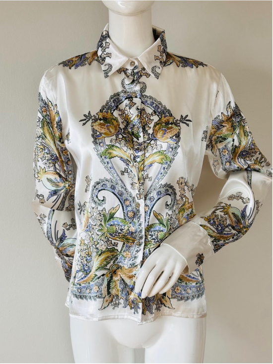 Roberto Cavalli Tops - Roberto Cavalli Satin Blouse Fitted Designer Top